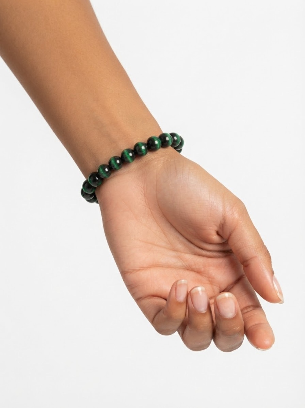 Green Stone Tiger Eye Stretch Bracelet